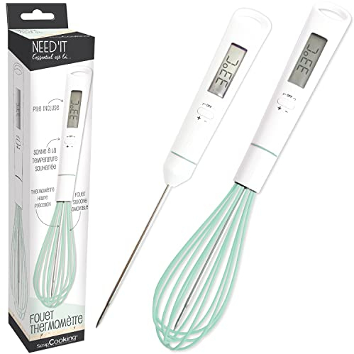 ScrapCooking - Need'it - Schneebesen Thermometer 2-in-1 - Küchenthermometer - Mit Abnehmbarer Temperatursonde - Ideal zum Backen von Schokolade, Karamell, Zucker - Induktionsgeeignet - 5167