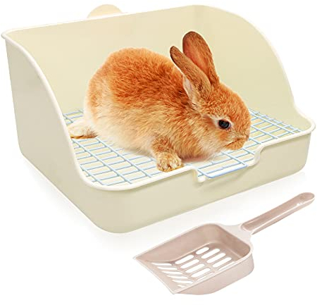 HYLYUN Kaninchentoilette Ecke Toilette Haus Kaninchen Käfig Katzentoilette mit Langlebige Schaufel für Kleintier Kaninchen Meerschweinchen Weiß