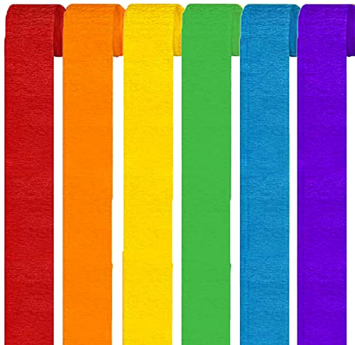 6er Set Krepppapier Rainbow kreppbänder regenbogen Party Dekoration(4.5 cm x 25 m)