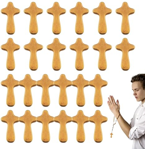 Streysisl Holzkreuz Handkreuz Und Handschmeichler Kleines Holzkreuz Handheld Gebetskreuz Für Die Hand Komfortkreuz, Haltekreuz, Klammerkreuz Taschenkreuz Für Die Kirche Passt