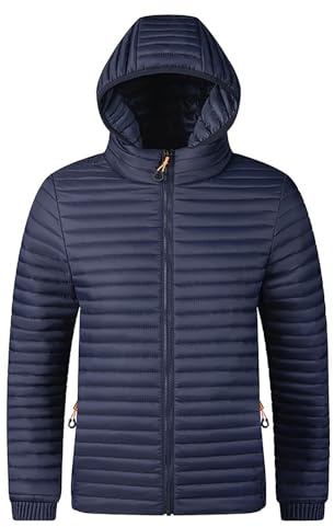 NAFING Doudoune Chaude, Veste Matelassée Pour Homme Chaud Doudoune Manches Longues Couleur Unie Doudoune Matelassée Pour Homme Anorak Homme À Capuche Veste Legere Parka Hiver Manteau