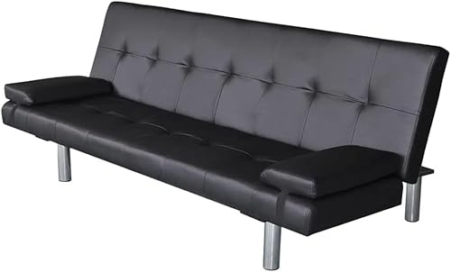 Willood Sofá Cama Reclinable Cojines Madera Cuero Sintético Sillón para Dormir