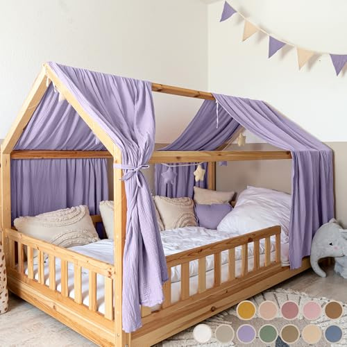 Lilimaus Sänghimmel [i 12 färger], 100 % bomullsmuslin, sänghimmel i tyg för flickor och pojkar, sängdekoration för inomhusbruk, sänggardin för barn