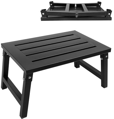Nelyrho RV Step Stool Foldable, Heavy Duty Metal Steps Platform, Stable RV Steps Stool for Camper, Motorhome, Outdoor Travel, Non-Slip Rubber Feet and Easy to Carry
