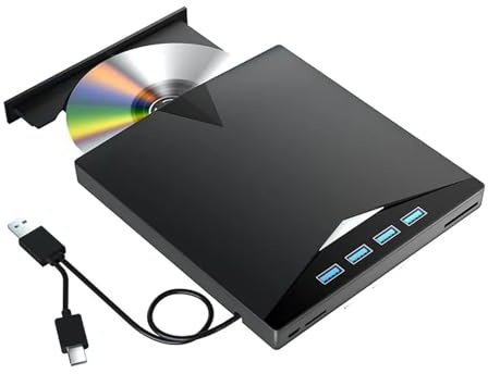 Reproductor de DVD USB 3.0 7 en 1, Grabador de CD/DVD portátil, Unidad de CD/DVD Externa Compatible con PC, portátil, Windows 11/10/8/7, Linux y Mac OS.