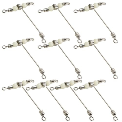 Perle luminose a forma di T girelle da pesca in acciaio inox per una efficace pesca con esca e gestione della lenza con riduzione (grande)