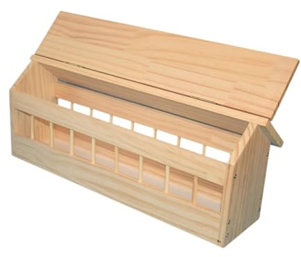 KiBcsLic Mangeoire Pigeon Récipient Nourriture Trogne Bois Distributeur Alimentation Pratique pour Pigeons Poules Cailles Application Maison Ferme Jardin, M