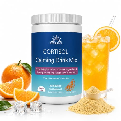 Cortisol en Polvo - Rhodiola Rosea, Ashwagandha y Magnesio para Alivio del Estrés - Sin Azúcar, Sabor Cítrico, 30 Días (180g)