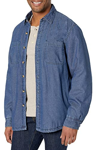 Wrangler Veste Chemise Authentique à Manches Longues, doublée, en Sherpa, pour Homme, Indigo, Taille XL