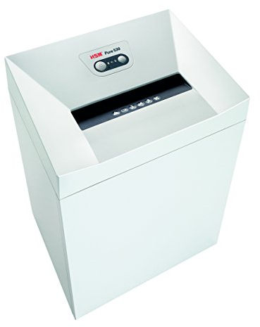 HSM Pure 530 Aktenvernichter I Streifenschnitt 3,9 mm I Sicherheitsstufe P-2 I Schredder für Papier, Kreditkarten, CD/DVD, Heft- und Büroklammern I 80l Auffangbehälter I 21 Blatt I 5 J. Garantie