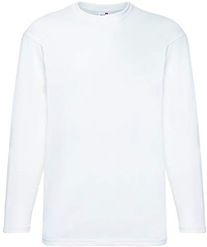 Fruit of The Loom T-Shirt à Manches Longues Valueweight pour Homme, Blanc, L