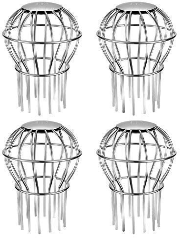Gutter Guard, Fits for 2.8 ~ 3.7 Round Downspout, 304 Stainless Steel Rigid Filter Strainer, Stops Leaves Seeds and Other Debris, Gutter Cleaning Tool – 4 Pack
