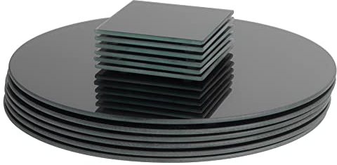 Harbour Housewares Glass Placemats & Coasters Set - 12pc - Black - 30x20cm - Dining Table Protection Place Mats Cup Square Drink Coasters for Tabletops, Worktops