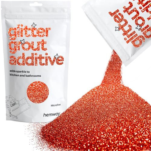 Hemway Glitter Grout Additive - Red Holographic | 100g Microfine Flakes for Adding Sparkle to Old & New Kitchen & Bathroom Tiles | Enhance Your Indoor Grouting Projects with a Sparkly Effect