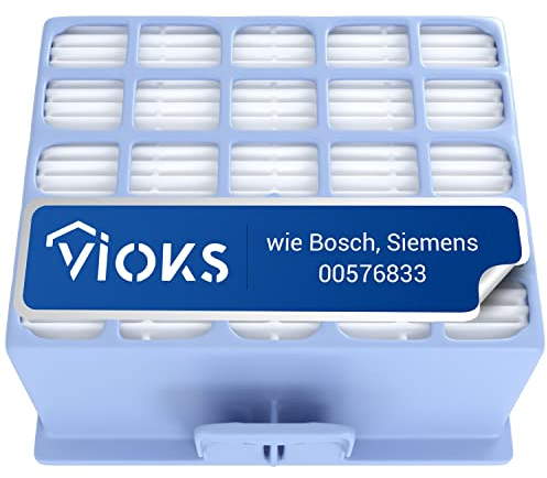 VIOKS Filtro HEPA per aspirapolvere Siemens / Bosch, 48 mm x 90 mm x 112 mm, adatto per Siemens VZ156HFB, Bosch BBZ156 HF e altri modelli, per famiglie con allergie