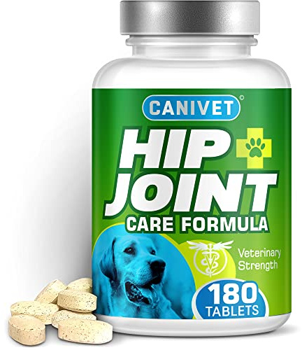 CANIVET Kondroprotektor Hundar | 180 tabletter | med grön läppmussla, glukosamin och kondroitin, gurkmeja, MSM, hyaluronsyra, mangan och vitaminer för antiinflammatoriska hundar