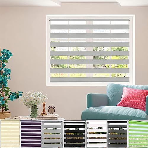 Klemmfix Verdunkelungsrollo 50x350cm innen lichtdurchlässig & verdunkelnd, Seitenzugrollo Sonnenschutz Rollo mit Bohren für Fenster & Tür, Hellgrau