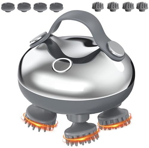 ORIA Electric Scalp Massager, Head Massager for Cats and Dogs, Waterproof Neck Massager, Handheld Hair Massager with 8 Removable Heads, 3 Modes, Type-C Port for Hair Growth, Relaxation