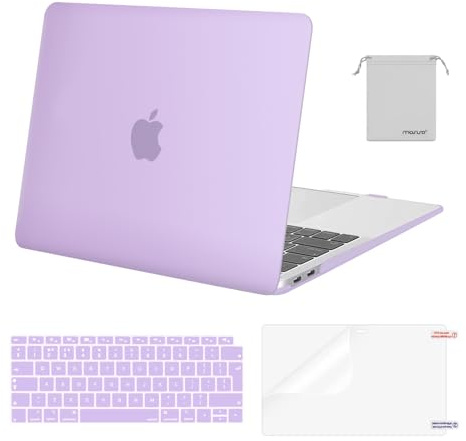 MOSISO Coque Compatible avec MacBook Air 13 Pouces M1 Compatible 2021-2018 A2337 A2179 A1932, Coque Rigide&Housse Clavier&Film D'écran&Sac de Rangement pour MacBook Air 13,3 Pouces,Violet