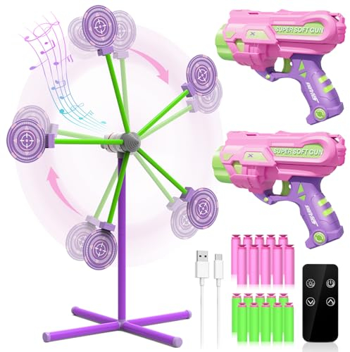 DX DA XIN Schießspiele Zielscheibe für Nerf Rotierende Schießscheibe & 2 Spielzeugpistolen & 20 Schaumstoffpfeile Alter 5 6 7 8 9 10+ Jahre Kinder Weihnachtskindergeschenke Spielzeug für Jungen