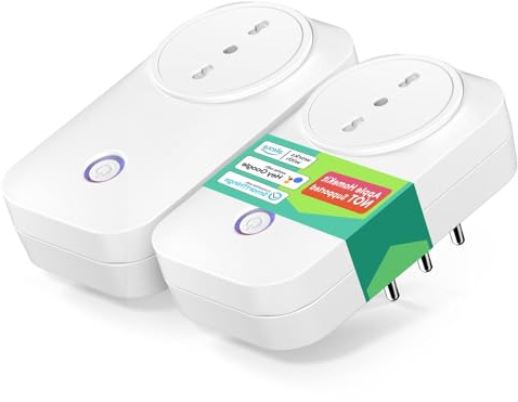 Meross Presa Smart Italiana, WiFi Monitoraggio Energetico, Presa Intelligente WiFi (Type L) 16A 3840W, Controllo Remoto App, Compatibile con Alexa, Google Home, 2 Pezzi, 2,4GHz