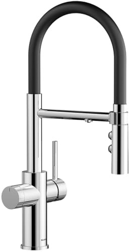 BLANCO Filtro CATRIS-S Flexo | Grifo de cocina cromado | Alta presión | Agua filtrada con filtro BWT | Cambio de chorro transparente a chorro de ducha | Calidad segura del agua y ahorro de agua