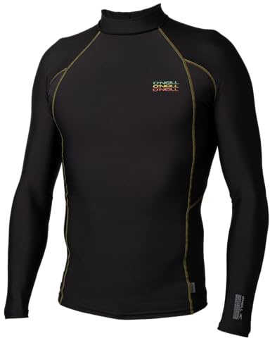 O'Neill Men's Graphic Premium Skins Long Sleeve Rashguard Shirt, Black/Rasta, XX-Large