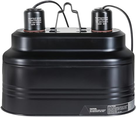 Simple Deluxe Dual Dome Reptile Light Fixture with Separate Switches, Fits Max 160W Reptile Heat Lamp/UVB Light, for Amphibians Terrarium and Tortoise Habitat