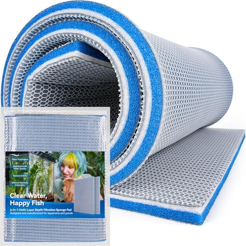 Borlech Aquarium Filter Media Sponge Pad, Multi-Layer Foam Filter Floss for Fish Tank Filters Accessories (120 x 40 x 1.5 cm)