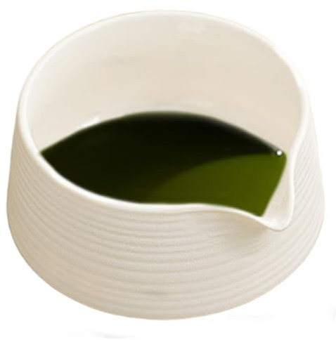 AIDODIA Bol Matcha Bec Verseur En CéRamique Blanche, 500 Ml Pour PréParer Et Verser Facilement Le Thé, Matcha Bol éLéGant Et Pratique, Parfait Comme Bols à Matcha Pour Infusion.