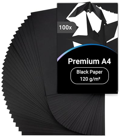 100 Hojas Cartulina Negra A4 – Cartulina A4 de 120 g/m² para Scrapbooking, Origami, DIY y Manualidades, Papel Scrapbooking