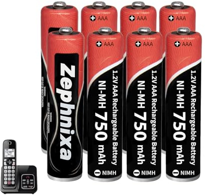 8 Pack 1.2V 750mAh Ni-MH AAA Rechargeable Batteries - Pre-Charged Low Self-Discharge AAA Battery for Panasonic, BT, Gigaset Cordless Phones | Remote Controls, Toys & More