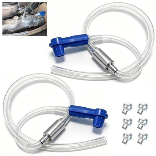 Techchii 2 Set Universal Brake Bleeder Hose Kit, Brake Bleeding Hose | with One Way Check Valve, One-Man Bleeding Hose Tool, for Car Bike Motorbike Motorcycle (Length 70cm)