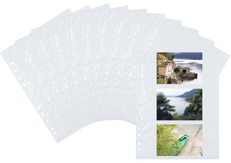 Herma 7584 fotopan fotoskyddsomslag vit (9 x 13 cm quer, 10 fodral, folie) med etiketter och eurohål för mappar och ringböcker, jämnas med sidor
