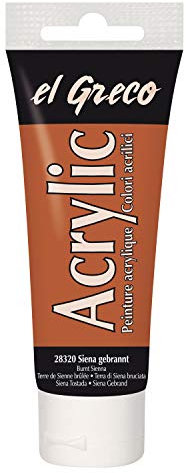 KREUL 28320 - El Greco Acrylic, 75 ml Tube in siena gebrannt, hochpigmentierte, glänzende Acrylfarbe in Studienqualität, buttrig vermalbar, für pastose Malerei