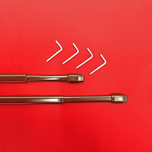 Easy-Shadow - 2 Stück Vitragestange 60-90 cm inkl. 4 Stück Schraubhaken in Farbe braun - Gardinenstange Bistrostange ausziehbar 11 mm Höhe - braun