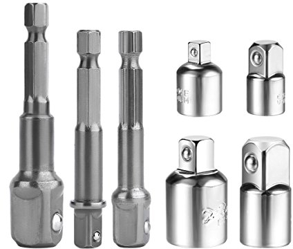 Steckschlüssel Nuss Set,3 Stück 1/4'' 3/8'' 1/2'' Zoll und Stecknuss Adapter 4 Stück 1/4'' auf 3/8'' - 3/8'' auf 1/4'' Zoll - 3/8'' auf 1/2'' - 1/2'' auf 3/8''