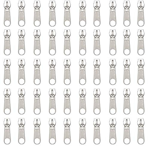 YaHoGa 50PCS Silver Pulls for #3 Nylon Coil Zippers - Zipper Sliders for Luggages, Purses & Bags