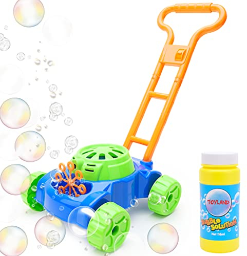 Toyland® Lawn Bubble Mower - Push Along Toy Lawnmower With Bubble Machine - Battery Operated - Outdoor Toys & Garden Play - Bubble Toys