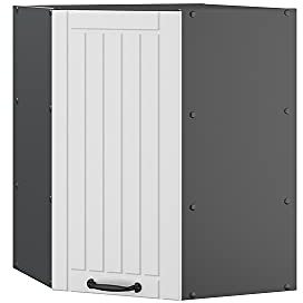 Vicco Eckhängeschrank Fame-Line, Küchen-Eckschrank, Weiß Landhaus/Anthrazit, 57 cm