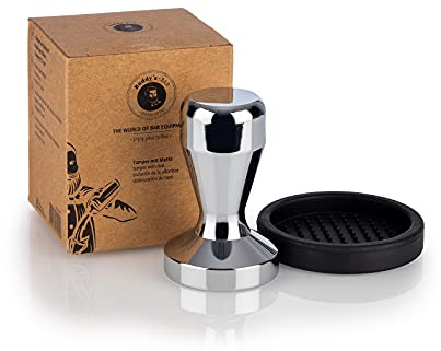 Buddy´s Bar - Barista Edition, Premium Tamper, Kaffeeverdichter Ø 51 mm Base, H: 8 cm, Kaffeemehlpresser, rostfreier Edelstahl, 51 mm Siebträger