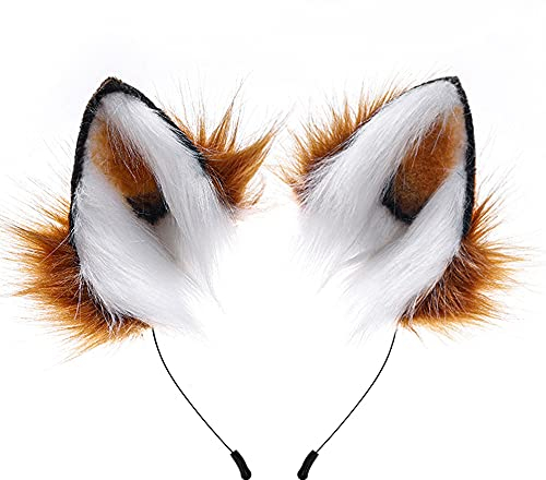 Handgefertigtes katzenohren Fuchs Wolf Ohren Halloween Kostüm Zubehör Damen und Kinder Brown