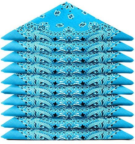 Karl Loven EL BANDANA - Lote de bandanas 100% Algodon de primera calidad Paisley Panuelo Cabeza Cuello Bufanda - Juego de 5 Azul Turquesa (Modello Mandala)