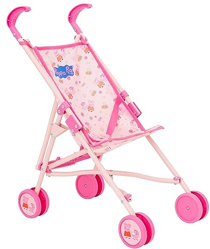 Peppa Pig Single Stroller | Childrens Toy Buggy in Peppa Pig Pattern | Childrens Baby Doll Stroller Toy Umbrella Fold Stroller | Role Play Toy Dolls Buggy Pushchair | Ages 2+
