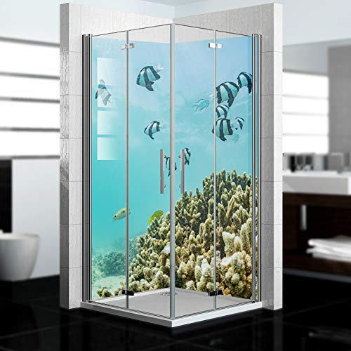 dedeco Pannello posteriore doccia impermeabile, motivo: oceano V4, 2 x 100 x 210 cm, come pannello posteriore per il bagno per la sostituzione delle piastrelle, come parete decorativa, rivestimento da