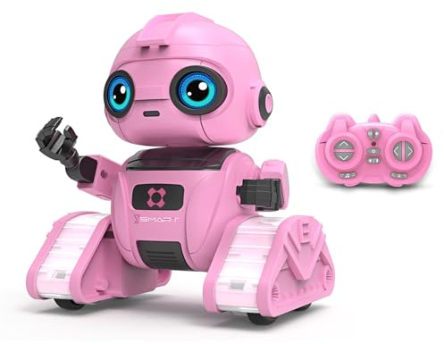 Robot Toys for Boys and Girls, Rechargeable Remote Control Robot with Auto-Demonstration, Light Projection, Dance Moves, Music, and Gesture Sensing –Toy Robot Gifts for 6+ year old Girls (Pink)