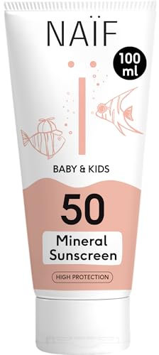 Naïf Crema solare minerale - per Neonati e Bambini - Protezione elevata - Resistente all'acqua - Vegano - SPF50-100ml