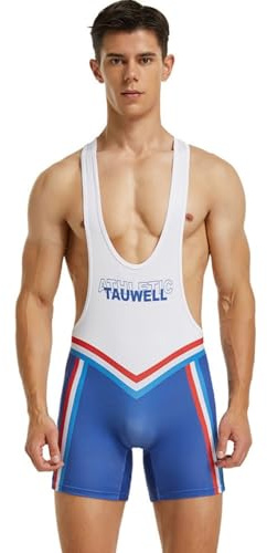 Wayonge Herr brottning Singlet atletisk trikåer för aktiv brottning eller träning overaller herr ärmlös sportbodysuit, Tw- 9704-vit, M