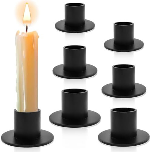 6 Pièces Bougeoirs, Bougeoir Vintage en Métal, Ldéal pour Les fêtes, Les Mariages, Les Anniversaires, Les Décorations de Salon et de Chambre à Coucher (Noir)