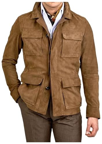 MERCH ATTIRE Chaqueta de ante M65 para hombre con cuello alto y múltiples bolsillos, M